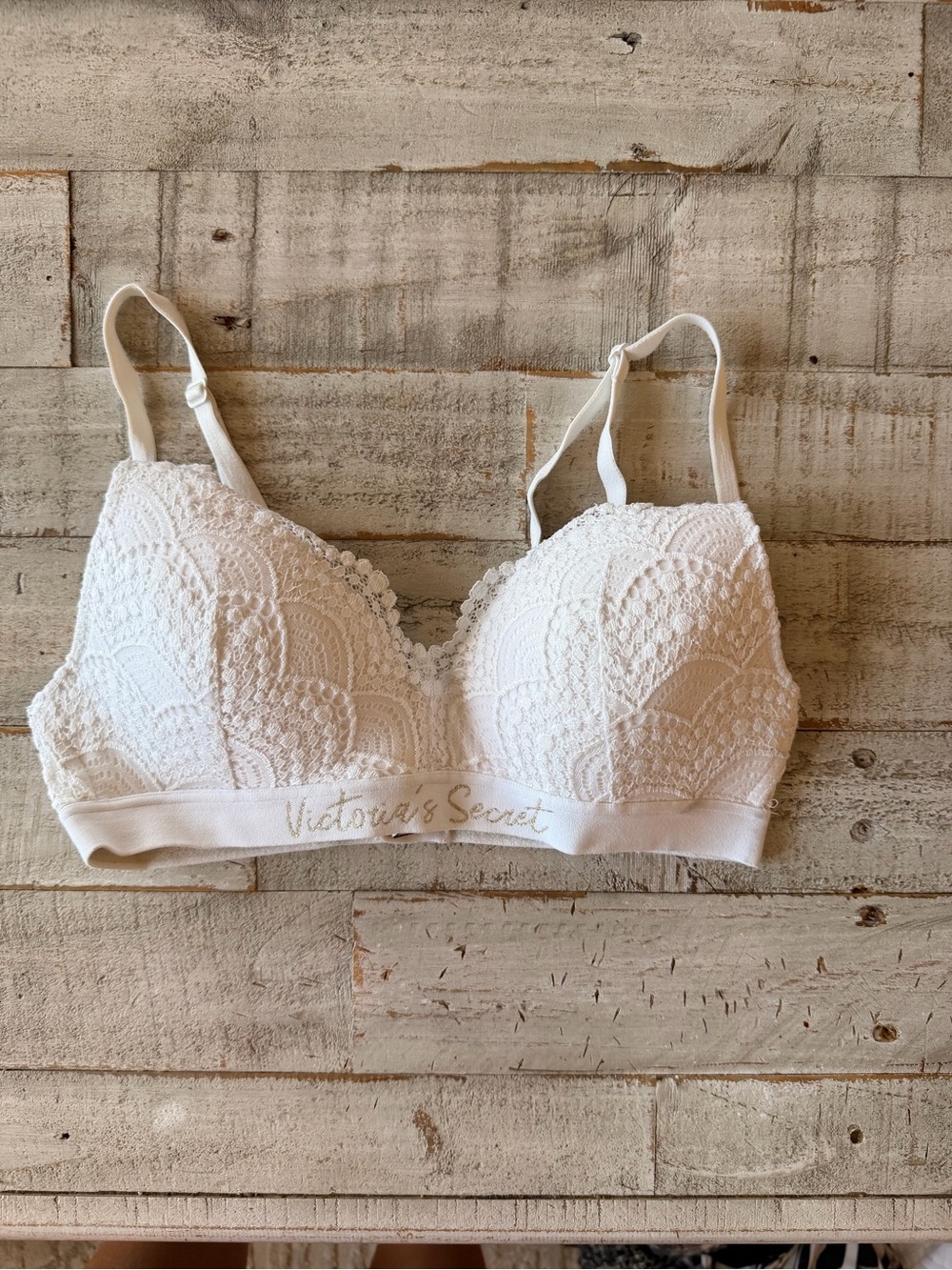 Victoria's Secret White Lace Padded Bralette